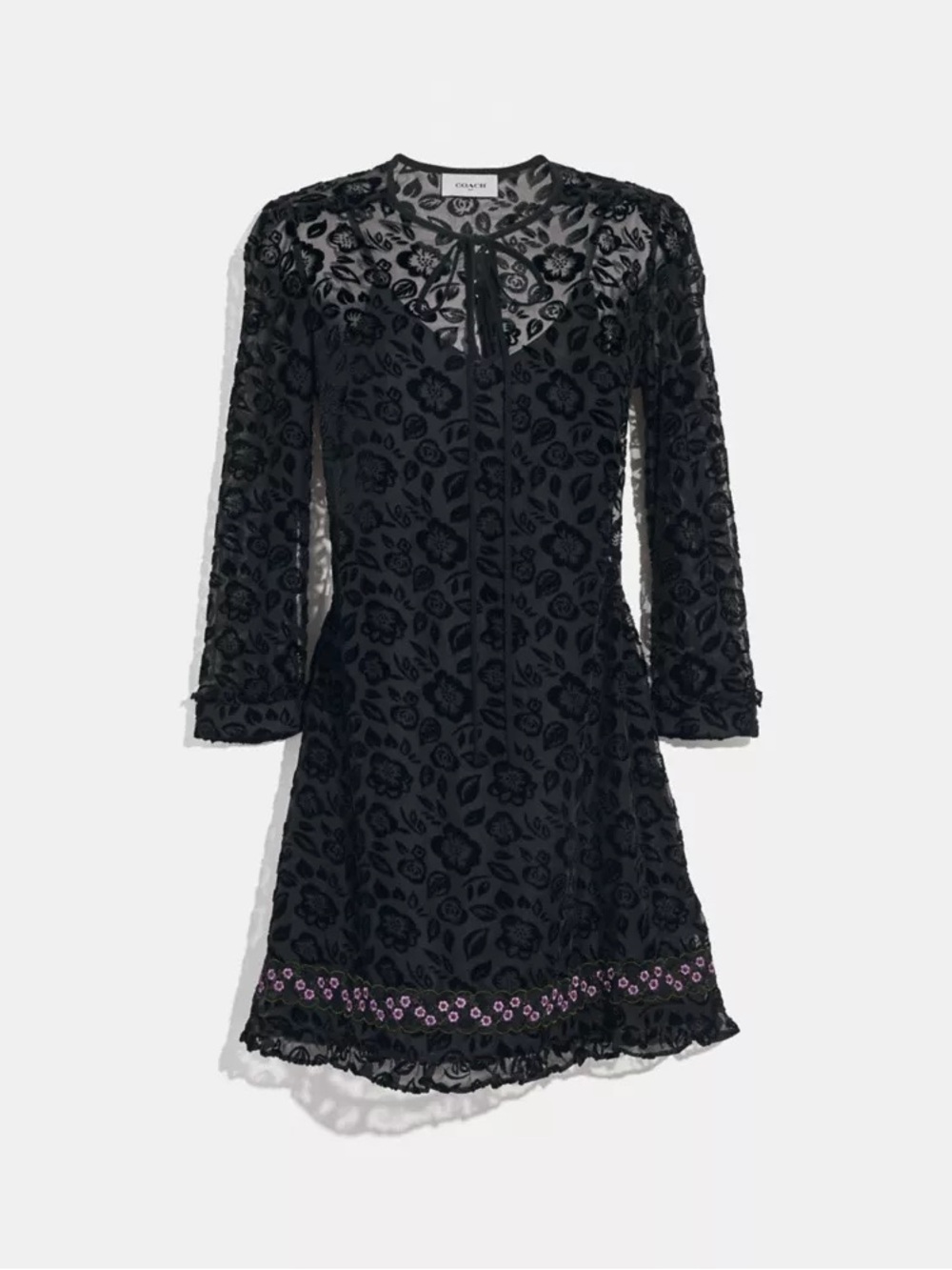 Coach Deco Print Dress With Necktie Size 2